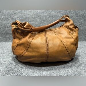 Lucky Brand Distressed Leather Hobo in Cognac Brown GB007